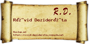 Rövid Dezideráta névjegykártya